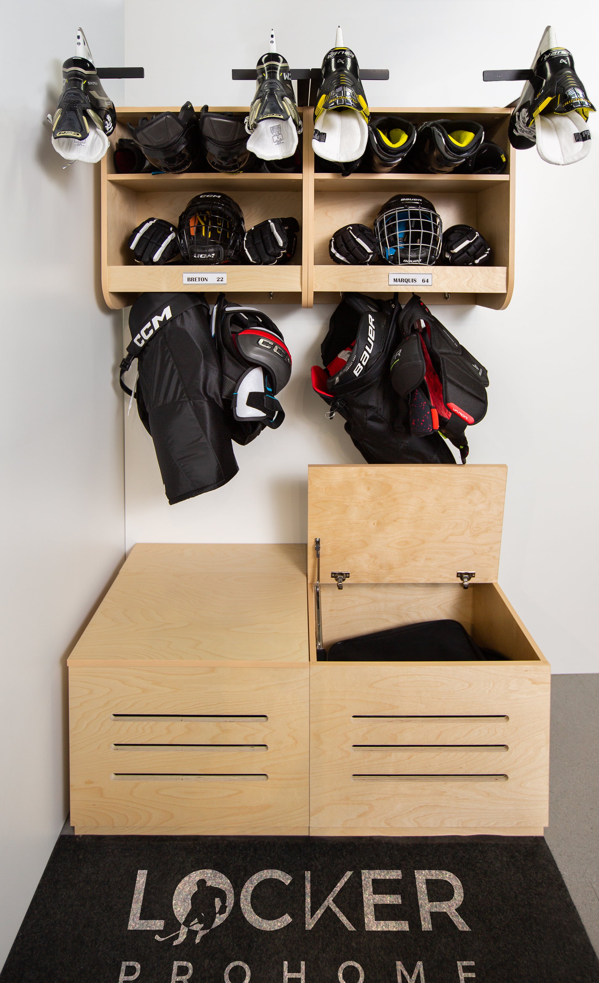 Locker Prohome complet – casier de hockey style professionnel à la maison